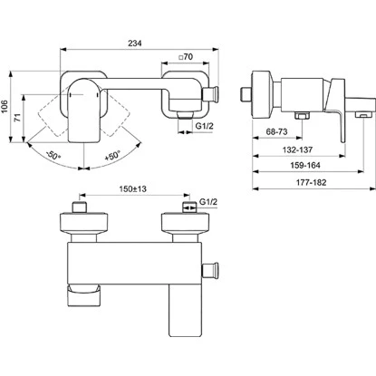Ideal Standard Badearmatur Edge Aufputz Chrom 6 Ideal Standard Badearmatur Edge Aufputz Chrom – Bild 6