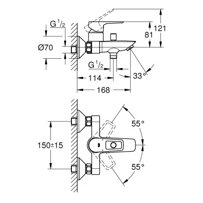 Grohe QuickFix Badewannenarmatur Start Loop Für Die Wandmontage 5 Grohe QuickFix Badewannenarmatur Start Loop Für Die Wandmontage – Bild 5