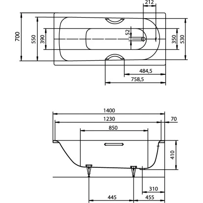 Stahl-Badewanne Saniform Plus 360-1 140 X 70 Cm Weiß 2 Stahl-Badewanne Saniform Plus 360-1 140 X 70 Cm Weiß – Bild 2