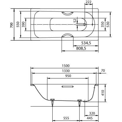 Stahl-Badewanne Saniform Plus 361-1 150 X 70 Cm Weiß 2 Stahl-Badewanne Saniform Plus 361-1 150 X 70 Cm Weiß – Bild 2