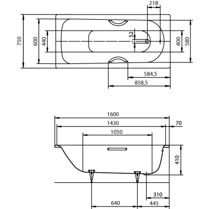 Stahl-Badewanne Saniform Plus 372-1 160 X 75 Cm Weiß 2 Stahl-Badewanne Saniform Plus 372-1 160 X 75 Cm Weiß – Bild 2