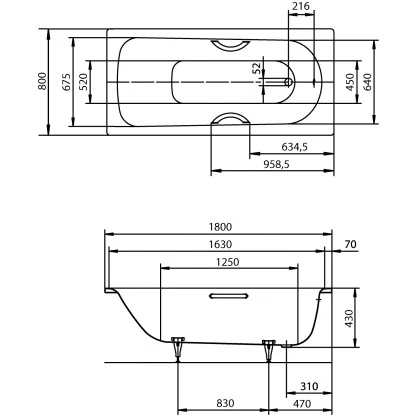 Stahl-Badewanne Saniform Plus 375-1 180 X 80 Cm Weiß 2 Stahl-Badewanne Saniform Plus 375-1 180 X 80 Cm Weiß – Bild 2