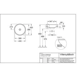 Villeroy & Boch Friends Halbeinbau-Waschbecken 43cm Pergamon M. ÜL CPlus -Villeroy Verkaufe 4123 vbtz 411400 411401 5 2