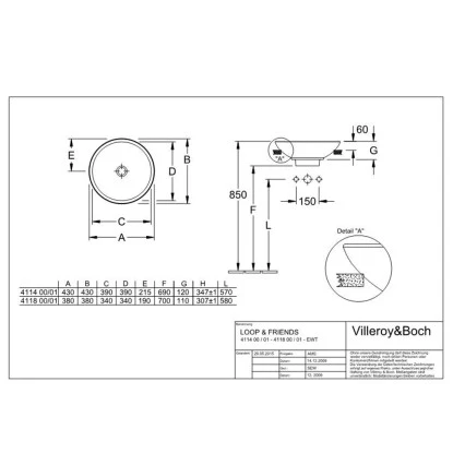 Villeroy & Boch Friends Halbeinbau-Waschbecken 43 Cm Alpinweiß Mit ÜL 2 Villeroy & Boch Friends Halbeinbau-Waschbecken 43 Cm Alpinweiß Mit ÜL – Bild 2