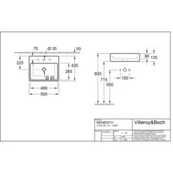 Villeroy & Boch Boch Aufsatzwaschbecken Memento 50 Cm Alpinweiß Mit Hahnloch Mit ÜL -Villeroy Verkaufe 4123 vbtz 513550 513551 5 1