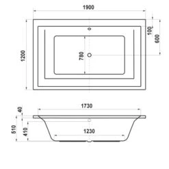 Ottofond Badewanne Space 190 Cm X 120 Cm Weiß -Villeroy Verkaufe 440866 3209 3