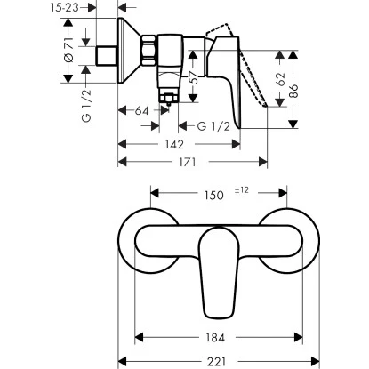 Hansgrohe Einhebel-Brausearmatur Talis E Aufputz Chrom 2 Hansgrohe Einhebel-Brausearmatur Talis E Aufputz Chrom – Bild 2