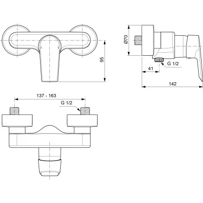 Ideal Standard Brausearmatur Tesi Aufputz Chrom 2 Ideal Standard Brausearmatur Tesi Aufputz Chrom – Bild 2