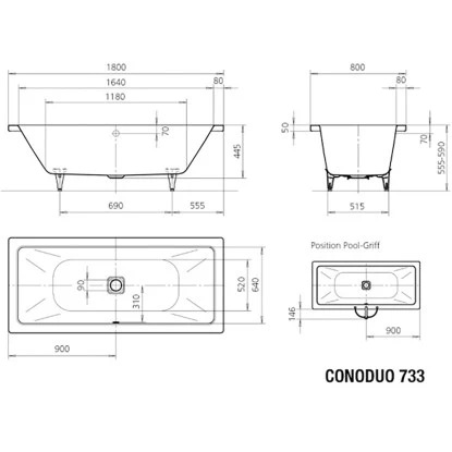 Kaldewei Rechteck-Badewanne Conoduo 180 Cm X 80 Cm Weiß 2 Kaldewei Rechteck-Badewanne Conoduo 180 Cm X 80 Cm Weiß – Bild 2