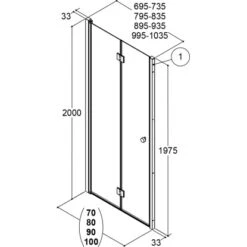 Dansani Falttür Match Sicherheitsglas Klar Easy Care 90 Cm X 200 Cm -Villeroy Verkaufe dfr1998854 1998862 1998870 1