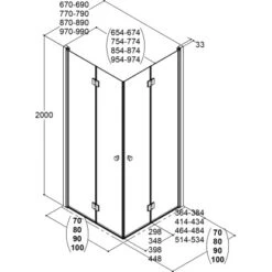 Dansani Falttür Match Sicherheitsglas Klar Easy Care 90 Cm X 200 Cm -Villeroy Verkaufe dfr1998854 1998862 1998870